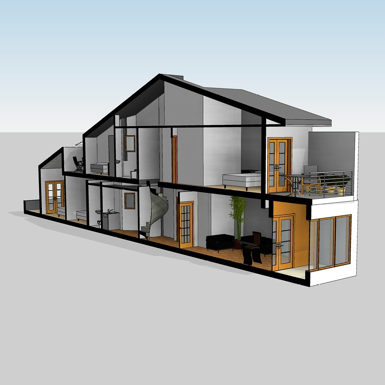 Sección axonométrica en modelo BIM