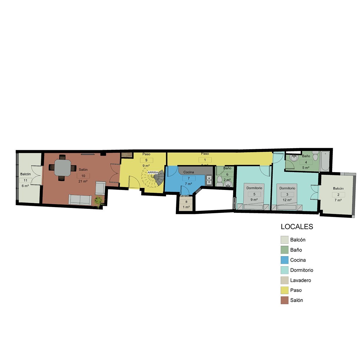 Planta baja del ático en modelo BIM